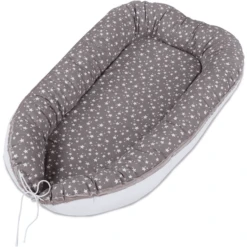 Babybay® Kuschelnest Taupe Sterne Weiß