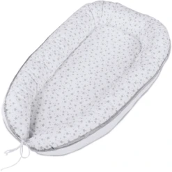 Babybay® Kuschelnest Weiß Sterne Perlgrau