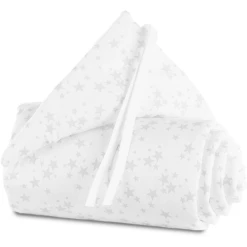 Babybay Nestchen Piqué Maxi Sterne Perlgrau 168 X 24 Cm