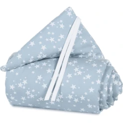 Babybay® Nestchen Piqué Original Azurblau Sterne Weiß 144x25 Cm