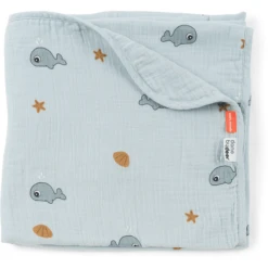 Done By Deer Babydecke Musselin Wally Blau