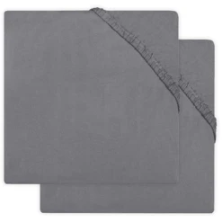 Jollein Jersey Laufgitter Spannbettlaken 2er-Pack Storm Grey 75x95 Cm