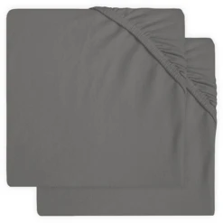 Jollein Jersey Spannbettlaken 2er-Pack Storm Grey 60x120 Cm