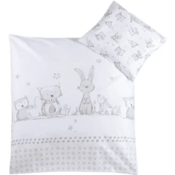 JULIUS ZÖLLNER Bettwäsche 80/80cm Häschen Und Eule Pastell