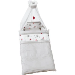 ROBA Kinderbettgarnitur 4tlg. 100x135cm Adam & Eule Grau Weiß Bedruckt