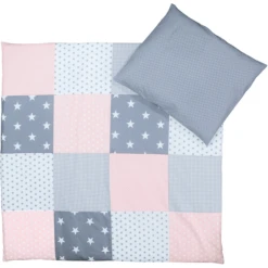 Ullenboom Baby Bettwäsche-Set Rosa Grau 80 X 80 Cm + 35 X 40 Cm